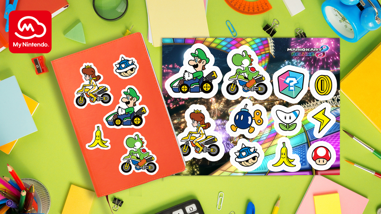 Mario Kart 8 Deluxe Vinyl Sticker Sheet No. 2 available via My Nintendo