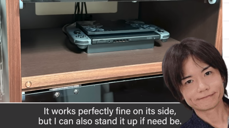 Nintendo says not to lay your Switch dock down, but Sakurai begs to differ
