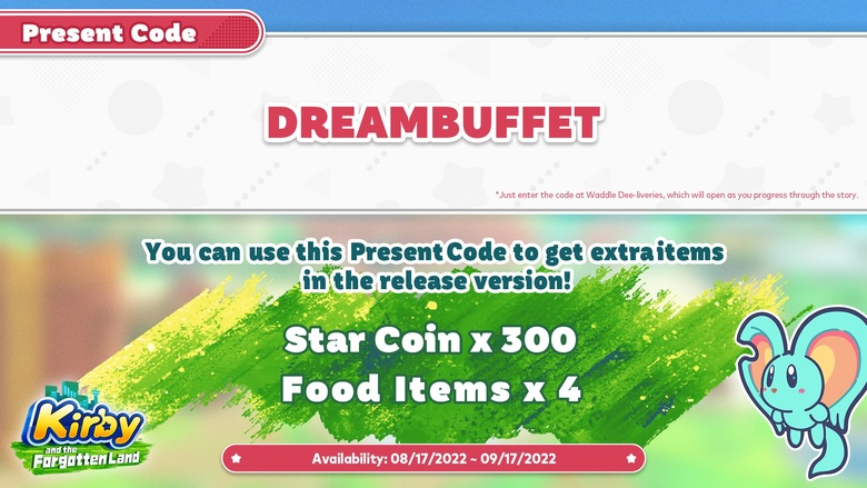 Kirby & the Forgotten Land gets a new Present Code in honor of Kirby's Dream Buffet
