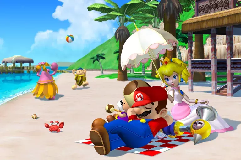 Super Mario Sunshine almost had human tourists, 10 F.L.U.D.D. nozzles and Mario in a tank top