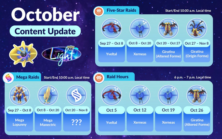 Niantic shares an infographic for Pokémon GO's Oct. 2022 activities