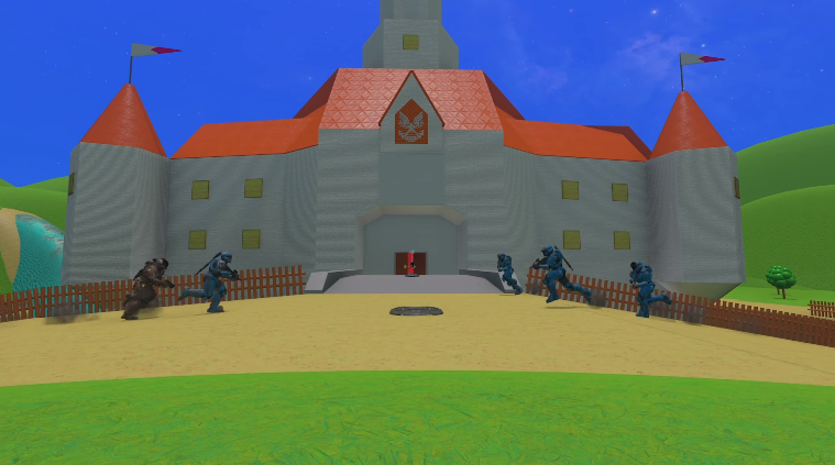 Peach's Castle from Super Mario 64 recreated in Halo Infinite