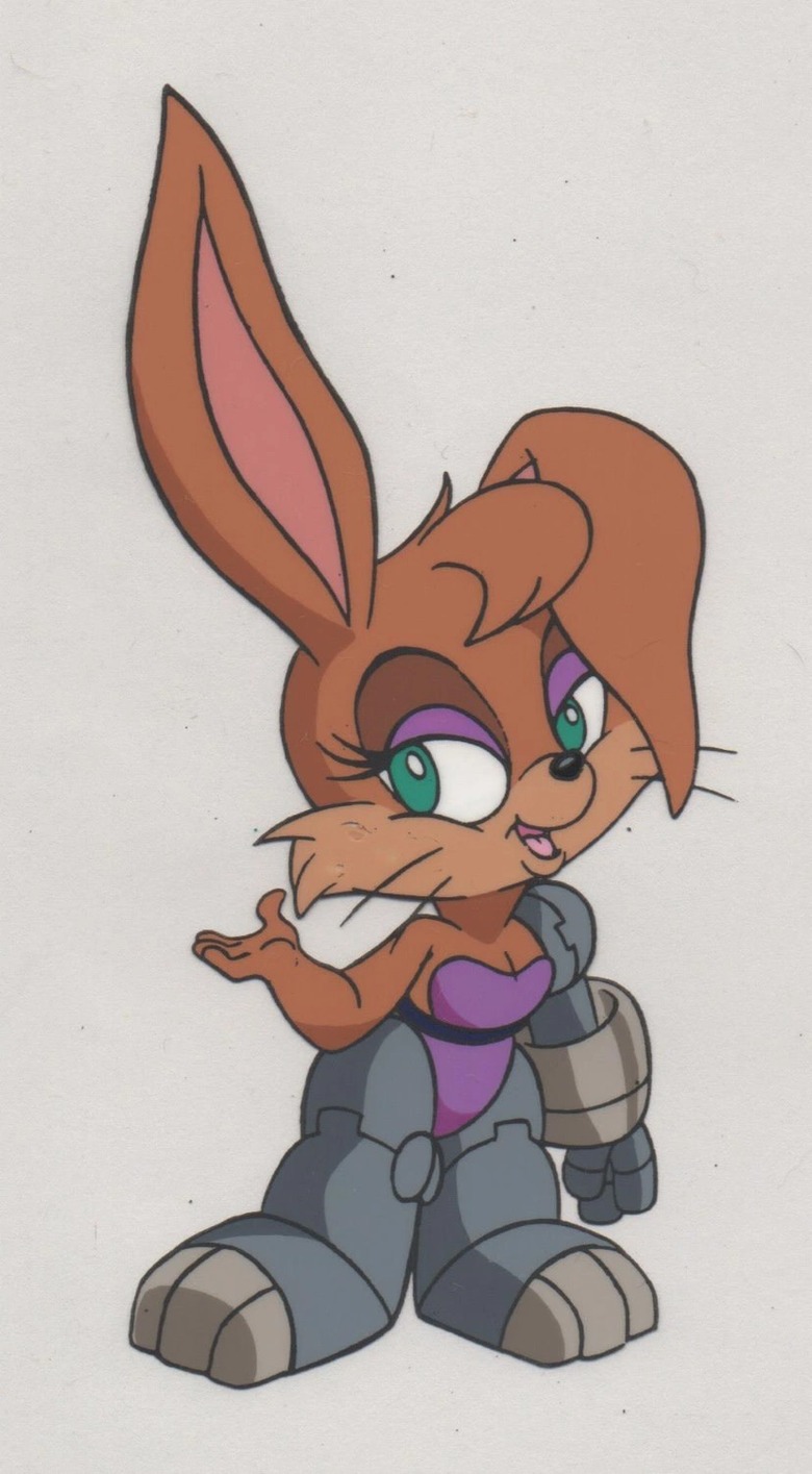 Bunnie Rabbot (Christine Cavanaugh), a rabbit rescued halfway through Robotnik's robotization process, she now uses her enhanced robot strength to aid the freedom fighters.