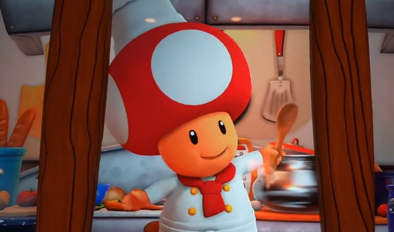 Hear Toad in action at Super Nintendo World's Toadstool Café