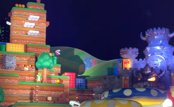 Check out footage of Super Nintendo World at night