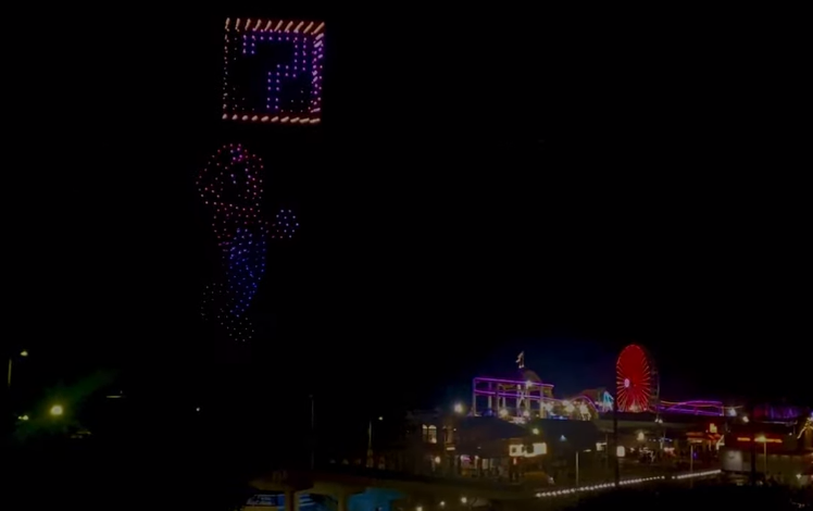 Super Mario drone show might be better than the actual movie