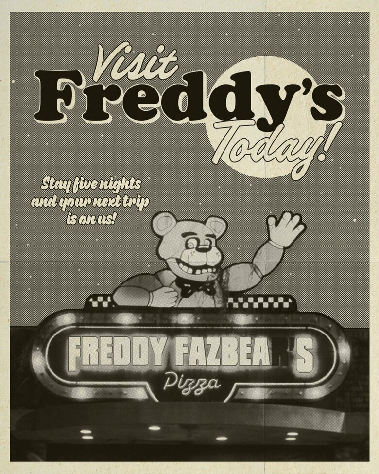 NEW Five Nights at Freddy's Movie Poster Gaming FNAF 2023 Movie Art Poster  USA, freddy's menu 