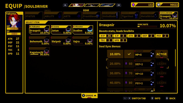 A Souldrive with a 10% sync rate will boost every stat by around 2 points.
