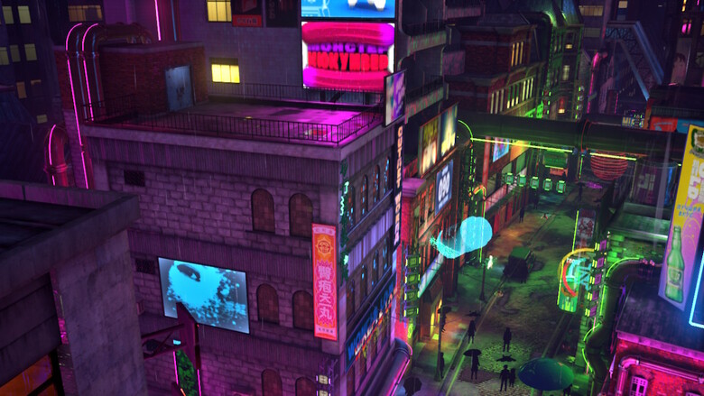 Neon lights, cyberpunk aesthetics, beautiful art direction.