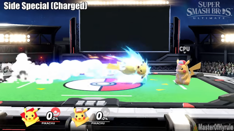 Despite its faithful interpretation, though, I cannot help but find the move a bit misplaced. Not only was this move outdated on Pikachu by the time it was introduced in Melee it also takes the generally speedy move set of Pikachu and brings it to a halt.