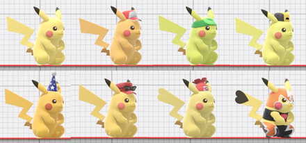 Moving on to more positives, Pikachu has some great costumes. While Pikachu’s fur doesn’t change much aside from tints, he more than makes up for it with cool hats that reference various trainers throughout the series. They even managed to work in the heart tailed female Pikachu and fan favorite Pikachu Libre!
