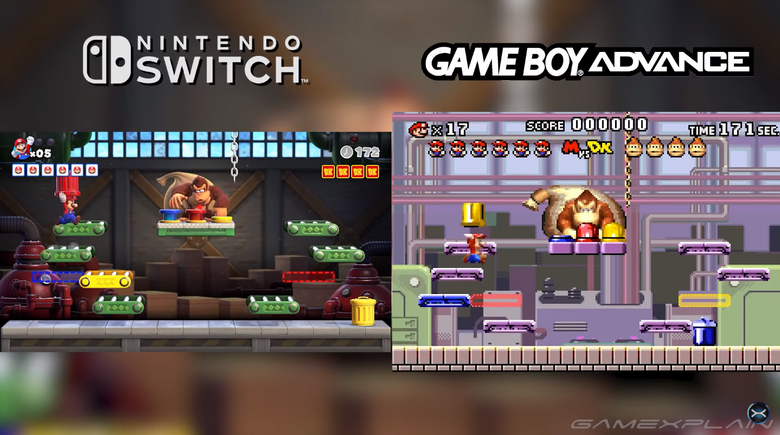 Mario vs. Donkey Kong 'GBA Vs. Switch' graphics comparison