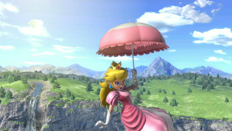 Peach’s Up Special has her leap into the air with her parasol and gently float back down.