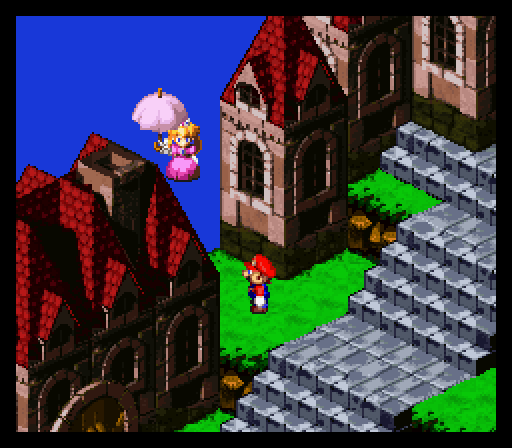 The first time Peach used a parasol to float was when she jumped from her castle to join Mario on his adventure in Super Mario RPG. The parasol would then go on to become a weapon in the game and a staple of Peach’s character going forward.
