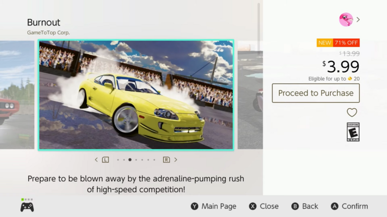 The eShop images feature more touched up textures and reflections on the cars to make customers think it's a quality product. (Image Source: SwitchStars)