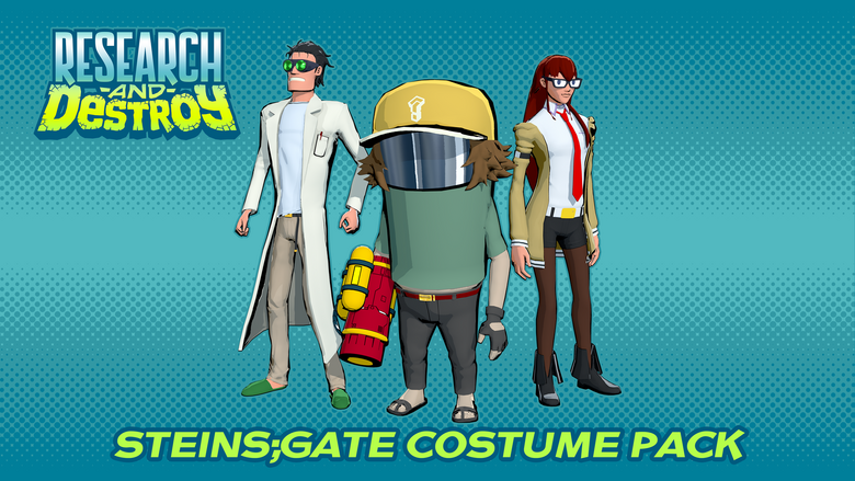 STEINS;GATE Costume Pack Contains the following costumes: - Rintarou Okabe costume for Larry - Kurisu Makise costume for Marie - Daru costume for Gary