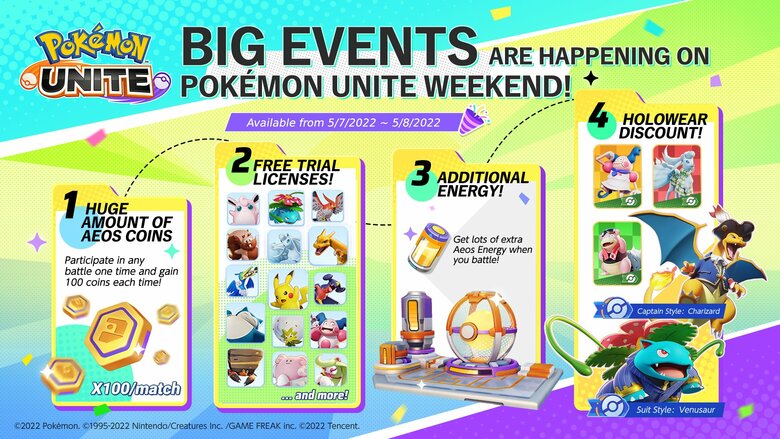 The first Pokémon UNITE weekend event is now live