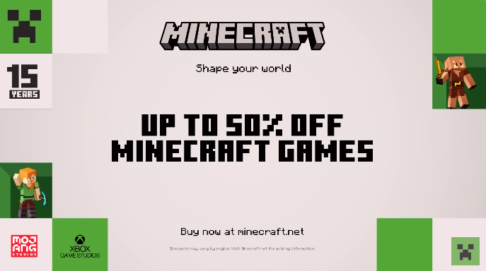 Minecraft 15th anniversary sale detailed