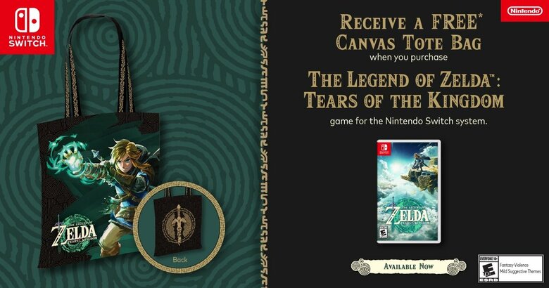 Purchase Zelda: Tears of the Kingdom at GameStop, get a canvas tote bag