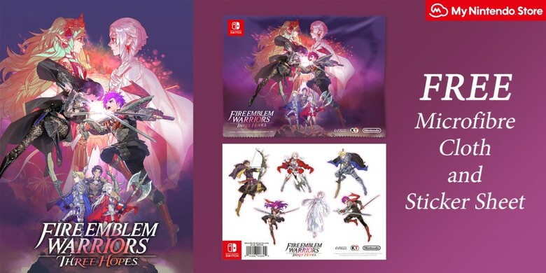 My Nintendo Store UK pre-orders of Fire Emblem Warriors: Three Hopes come with a free microfiber cloth and sticker sheet, Gamers Rumble, gamersrumble.com