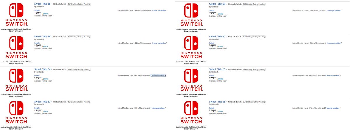 Amazon adds placeholders for 18 Switch games   DSYdLx9X4AAHX0U