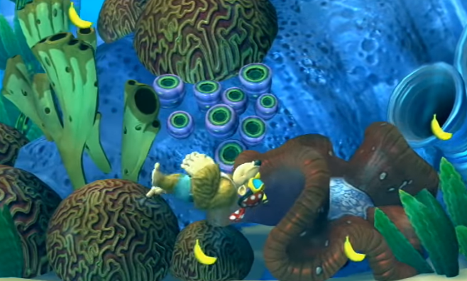 Donkey Kong Country: Tropical Freeze - Funky Kong swimming footage ...