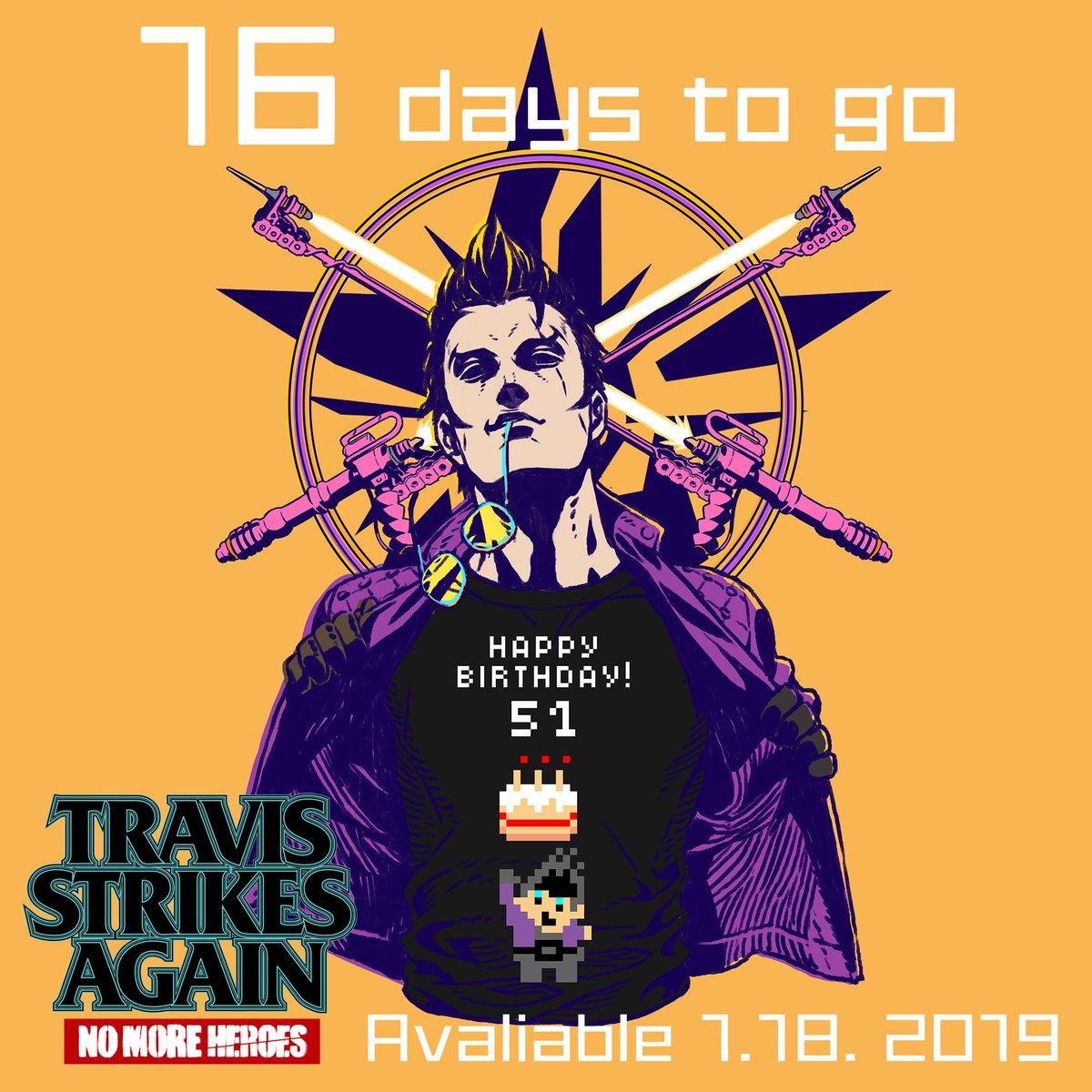Travis Strikes Again: No More Heroes - new t-shirts for Jan. 