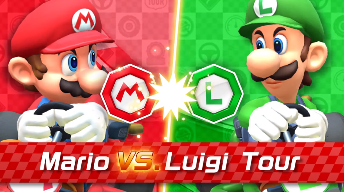 Team Mario and Team Luigi jump into Mario Kart Tour's "Mario Vs. Luigi